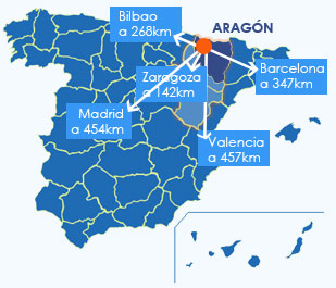 Mapa distancias principales capitales limítrofes